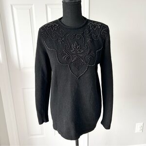 Vintage Tamra Black  Wool Angora Blend Beaded Sweater
